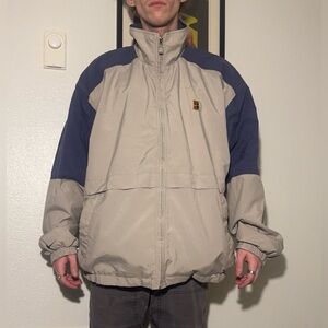 Vintage Nike Beige and Navy Colorblock Men's Windbreaker Jacket